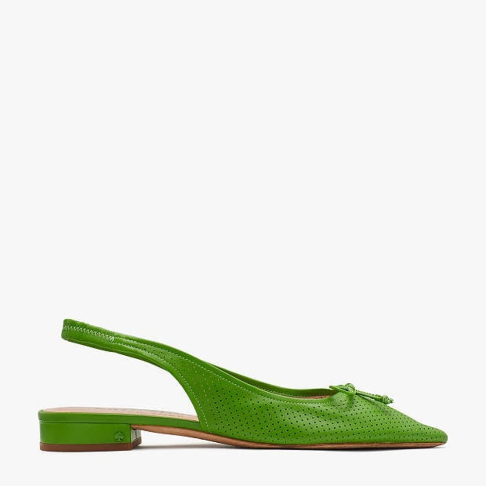 Kate Spade Veronica Perforated Leather Slingback Mules In Green NWOB - Picture 7 of 12